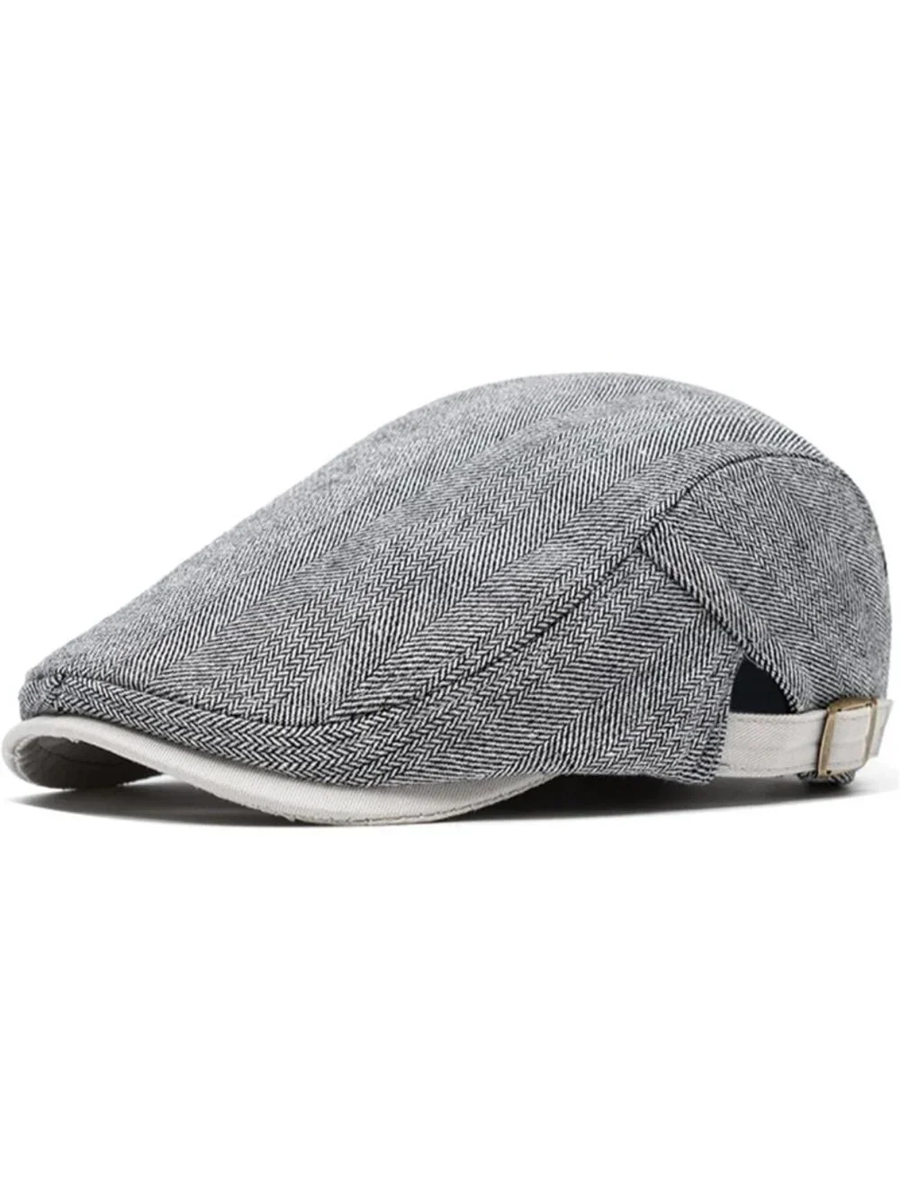 Stylish Men's Herringbone Tweed Newsboy Cap | Adjustable Cotton Ivy Hat